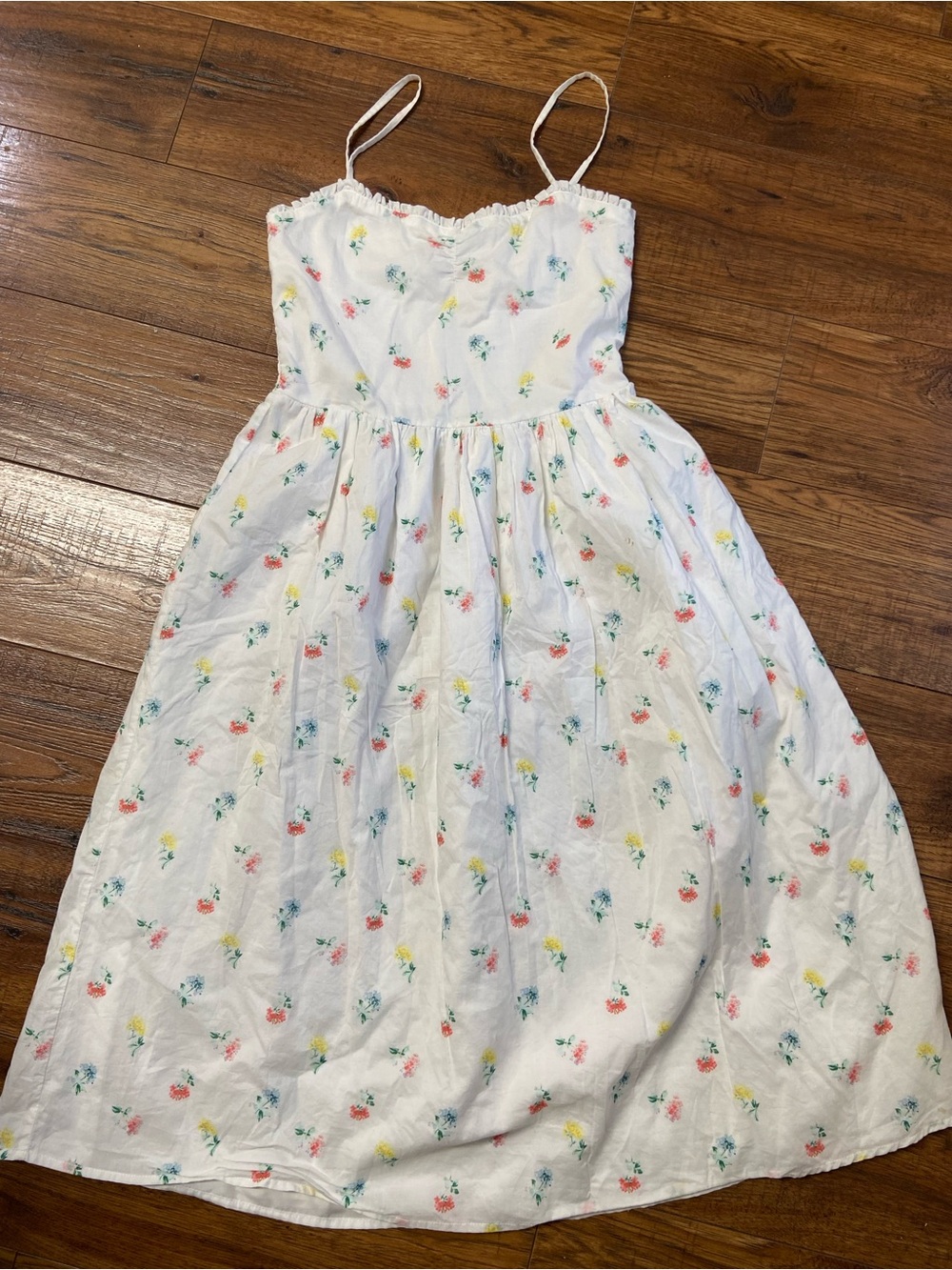 Janie & Jack Ditzy Floral Print Sundress Midi Length Girls Sz 16 White Cotton